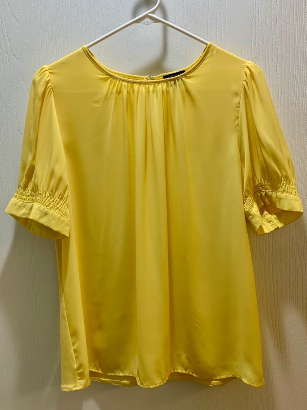 Ann Taylor Yellow Short Puff Sleeve Blouse